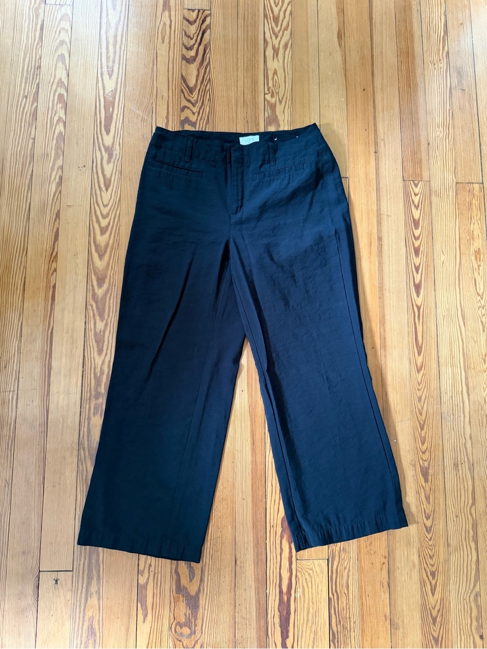 LOFT Outlet Slim Wide Leg Crop Pants Black Size 4